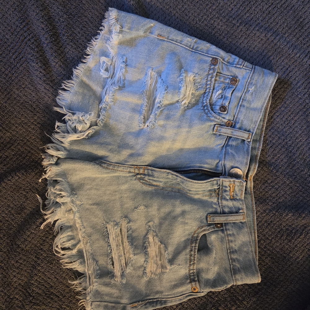 Aeropostale Blue Distressed Jean Shorts